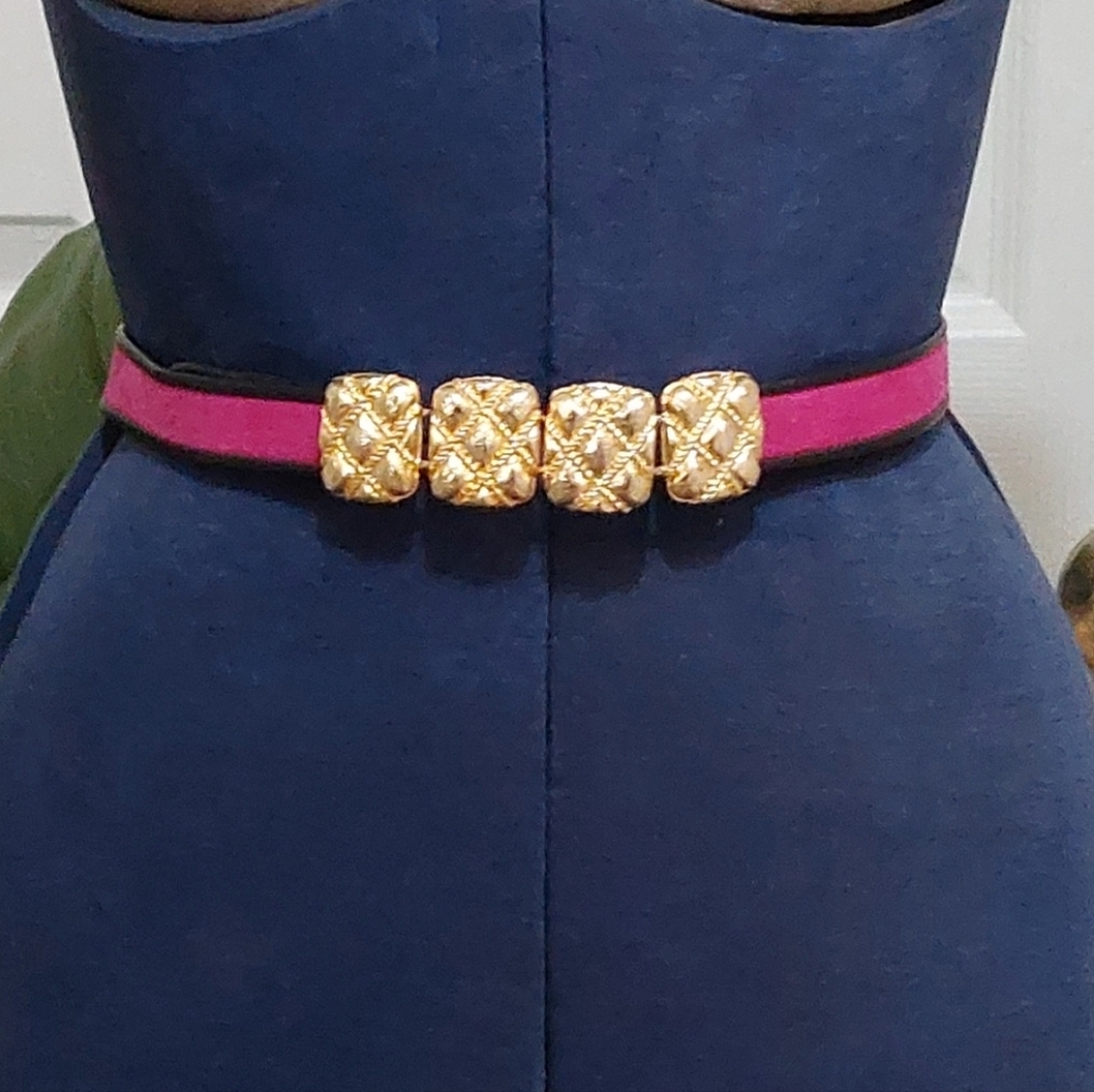 Carlisle Pink Belt with Gold Buckle Accents